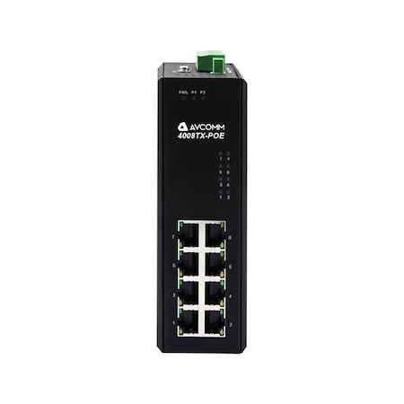 Avcomm 8-Port Industrial POE Unmanaged Ethernet Switch 4008TX-POE